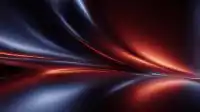 Red and blue satin streaks racing toward a bright point on the right over a reflective floor, Crimson Drift wallpaper