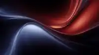 Crimson and navy satin folds intertwining in smooth waves on deep black, sleek Crimson Drift wallpaper
