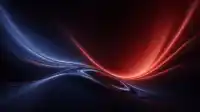 Crimson and blue light streaks flaring from a bright seam on deep black, dramatic Crimson Drift wallpaper