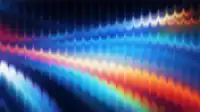 Full spectrum rainbow band across the lower half with cool blue arcs above, vibrant prism fractal aura wallpaper