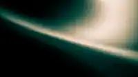 A single cream-teal band arcs through deep black, brushed grain softening the curve — Hero Bands wallpaper