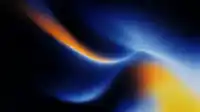 Orange and blue light flowing through heavy grain on black, noise gradient hero background from the Hero Flux set