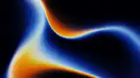 Amber and blue glow swirling in a soft figure-eight on black, smooth hero gradient noise Hero Flux wallpaper