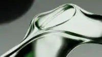 Arched green glass bridge with an inner cavity catching deep emerald through translucent walls, pale sage, Liquid Emerald wallpaper