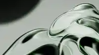 Wavy mountain ridge of liquid emerald glass cresting toward the right, faint sphere shadow upper left, Liquid Emerald wallpaper