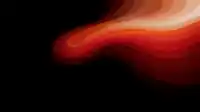 Red and orange wave curling across the right side over black, layered ribbons tapering left, Wave Strata wallpaper