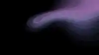 Lavender and violet wave curling across the right side over black, layered ribbons tapering left, Wave Strata wallpaper