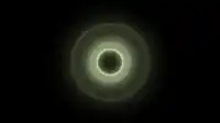 Concentric olive rings glow around a dark pupil, a perfect circular portal on black, Moss Eclipse wallpaper