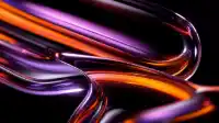 Flowing glass ribbons curving with magenta and orange light through the body on black, Neon Glass wallpaper