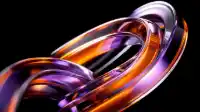 Interlocking glass tubes looping with warm orange and magenta refraction on black, 3D Neon Glass wallpaper