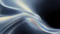 Slate blue silk flows past a warm amber prism streak, dark navy corners framing the motion in this Silk Flow wallpaper