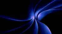 Electric blue pinwheel of silken folds rotating around a pale lavender core on deep black, Velvet Triad wallpaper