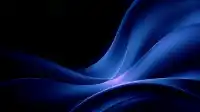 Cresting cobalt wave with a violet hot point near the trough, layered silk arcs gliding over black, Velvet Triad wallpaper