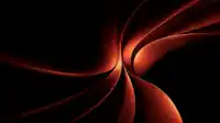 Burnt orange pinwheel of silk folds spinning around a glowing amber core on deep black, Velvet Triad wallpaper